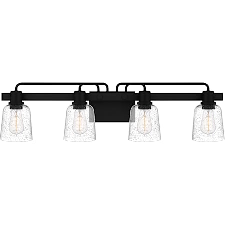 Quoizel Lydia 4 Light 34" Wide Vanity Light with Seedy Glass Shades Matte Black
