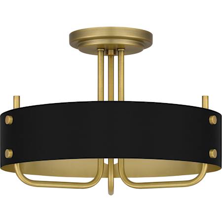 Quoizel Madden 3 Light 17" Wide Semi-Flush Drum Ceiling Fixture Aged Brass