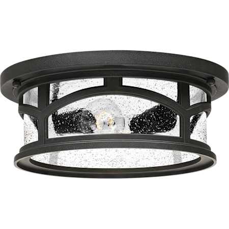 Quoizel Marblehead 2 Light 13" Wide Outdoor Flush Mount Ceiling Fixture with a Glass Shade Mystic Black