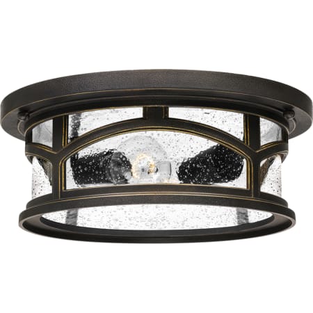 Quoizel Marblehead 2 Light 13" Wide Outdoor Flush Mount Ceiling Fixture with a Glass Shade Palladian Bronze
