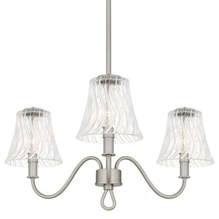 Quoizel McKinney 3 Light 22" Wide Taper Candle Chandelier with Swirl Glass Shades Brushed Nickel