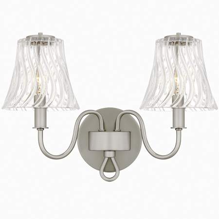 Quoizel McKinney 2 Light 16" Wide Vanity Light with Swirl Glass Shades Brushed Nickel