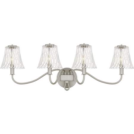 Quoizel McKinney 4 Light 31" Wide Vanity Light with Swirl Glass Shades Brushed Nickel