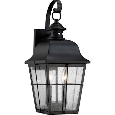 Quoizel Millhouse 2 Light 18-1/2" Tall Outdoor Wall Sconce with Seeded Glass Panels Mystic Black