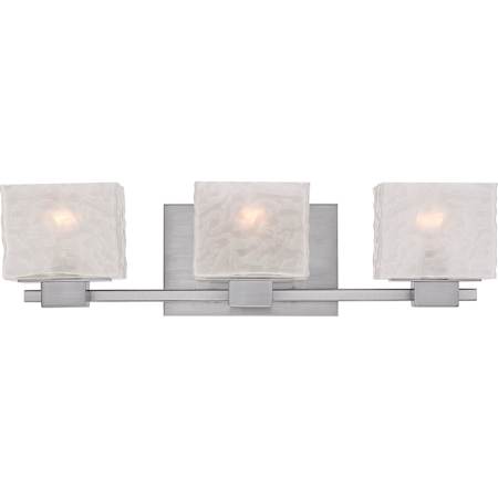 Quoizel Melody 3 Light 24" Wide Reversible Bathroom Vanity Light with Mottled Textured Glass Brushed Nickel