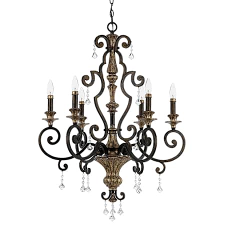Quoizel Marquette 6 Light 28" Wide Candle Style Chandelier with Crystal Accents Heirloom