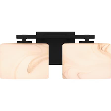 Quoizel Mather 2 Light 15" Wide Bathroom Vanity Light with Marble Glass Shades Matte Black