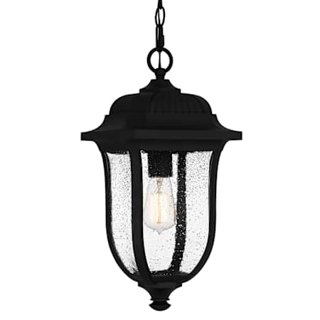 Quoizel Mulberry 9" Wide Mini Pendant with Seedy Glass Shade Matte Black