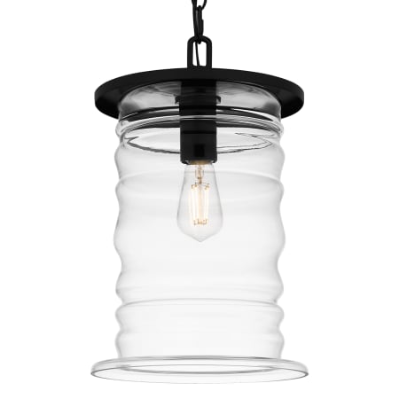 Quoizel Noland 11" Wide Pendant with Rippled Glass Shade Matte Black