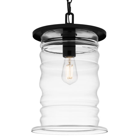 Quoizel Noland 11" Wide Outdoor Pendant with Rippled Glass Shade Matte Black