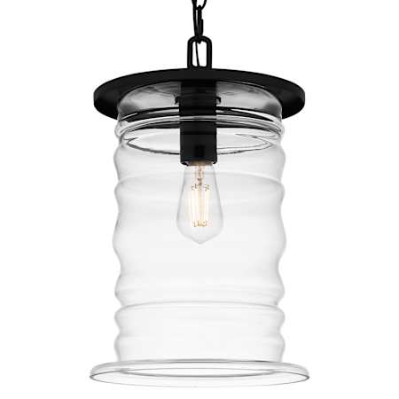 Quoizel Noland 11" Wide Outdoor Pendant with Rippled Glass Shade Matte Black