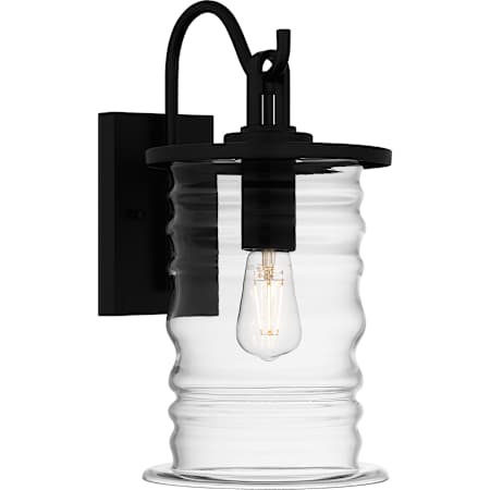 Quoizel Noland 17" Tall Outdoor Wall Sconce with Rippled Glass Shade Matte Black