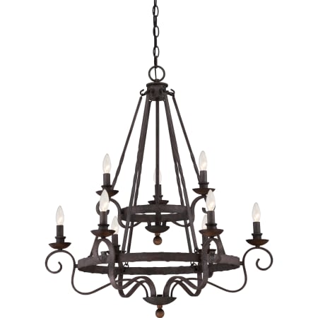 Quoizel Noble 9 Light 2 Tier Chandelier Rustic Black