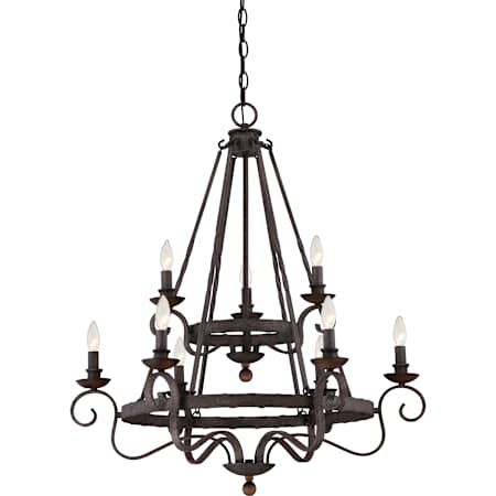 Quoizel Noble 9 Light 2 Tier Chandelier Rustic Black