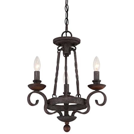 Quoizel Noble 3 Light Single Tier Chandelier Rustic Black