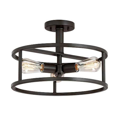 Quoizel New Harbor 3 Light 15" Wide Semi Flush Ceiling Fixture Western Bronze