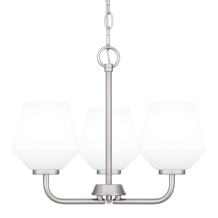 Quoizel Nielson 3 Light 17" Wide Chandelier with Etched Opal Shades Brushed Nickel