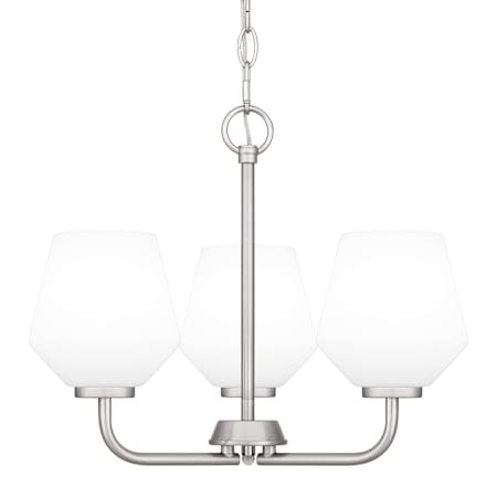 Quoizel Nielson 3 Light 17" Wide Chandelier with Etched Opal Shades Brushed Nickel