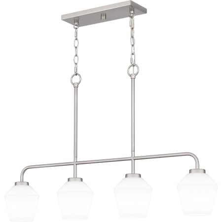 Quoizel Nielson 4 Light 36" Wide Linear Chandelier with Etched Opal Shades Brushed Nickel