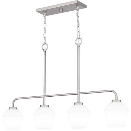 Quoizel Nielson 4 Light 36" Wide Linear Chandelier with Etched Opal Shades Brushed Nickel