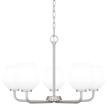 Quoizel Nielson 5 Light 25" Wide Chandelier with Etched Opal Shades Brushed Nickel