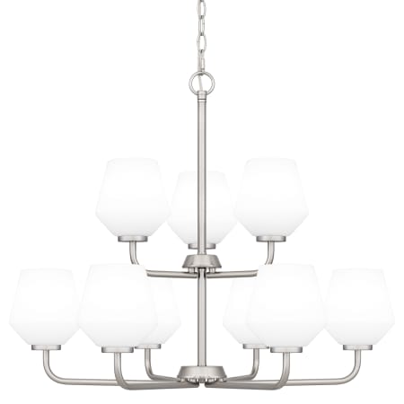 Quoizel Nielson 9 Light 29" Wide Chandelier with Etched Opal Shades Brushed Nickel