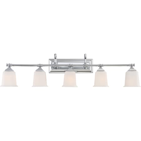 Quoizel Nicholas 5 Light 42" Wide Bathroom Vanity Lights with Patterned/Etched Glass Polished Chrome