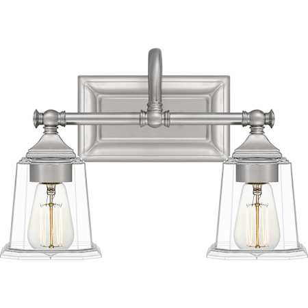 Quoizel Nicholas 2 Light 15" Wide Bathroom Vanity Light Brushed Nickel