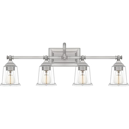 Quoizel Nicholas 4 Light 31" Wide Bathroom Vanity Light Brushed Nickel