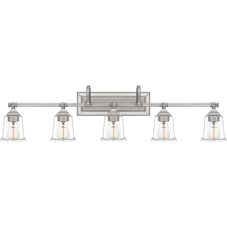Quoizel Nicholas 5 Light 42" Wide Bathroom Vanity Light Brushed Nickel