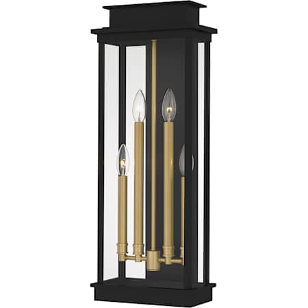 Quoizel Noelle 4 Light 26" Tall Outdoor Wall Sconce with Clear Glass Shade Matte Black