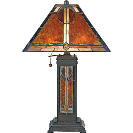 Quoizel New Mexico 2 Light 24" Tall Table Lamp with Mica And Tiffany Shade Valiant Bronze