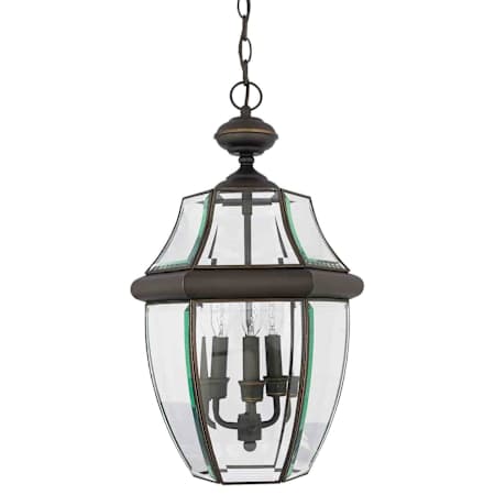 Quoizel Newbury 3 Light 13" Wide Outdoor Pendant Lantern with Clear Glass Medici Bronze