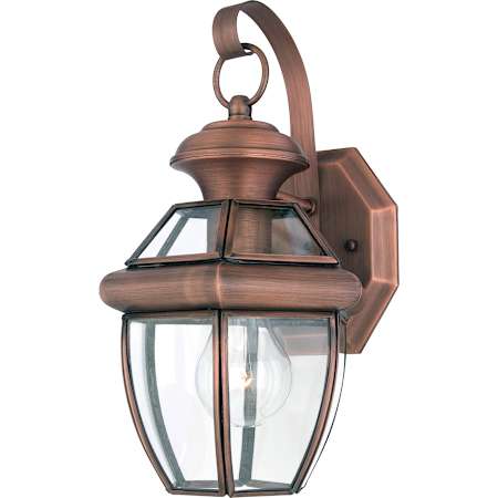 Quoizel Newbury 1 Light 12" Tall Outdoor Wall Sconce with Clear Glass Aged Copper