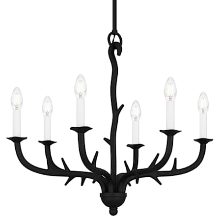 Quoizel Oakley 6 Light 25" Wide Antler Candle Style Chandelier Earth Black