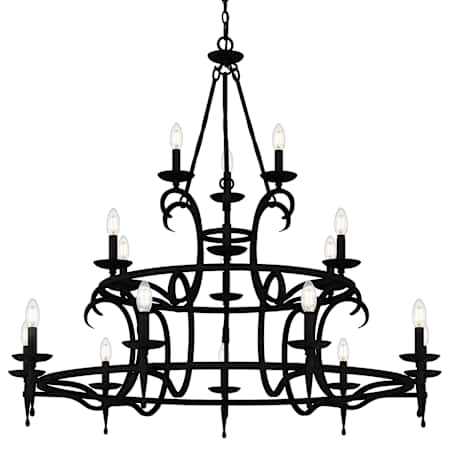 Quoizel Octavia 16 Light 46" Wide Taper Candle Style Chandelier Earth Black