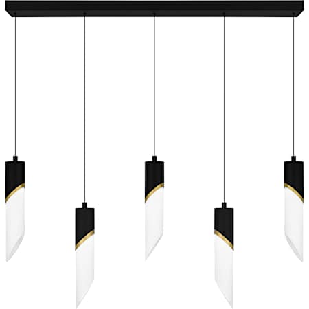 Quoizel Alys 40" Wide LED Linear Pendant with Alabaster Glass Shades Matte Black