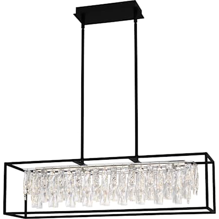 Quoizel Brillance 36" Wide LED Crystal Linear Chandelier Matte Black