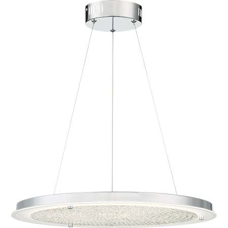 Quoizel Blaze 20-1/2" Wide Integrated LED Ring Chandelier with a Glass Panel with Beads Polished Chrome