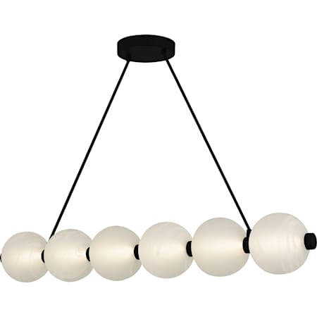 Quoizel Clarendon 44" Wide LED Linear Chandelier with Alabaster Glass Shades Matte Black