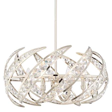Quoizel Crescent 6 Light 25" Wide Single Tier Chandelier With Clear Glass Polished Nickel
