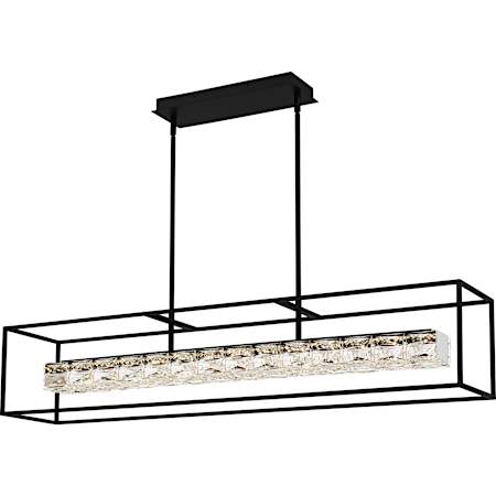 Quoizel Dazzle 48" Wide LED Crystal Linear Chandelier with Faceted Crystal Shade Matte Black