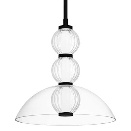 Quoizel Elway 12" Wide LED Pendant with Ribbed Glass Shades Matte Black