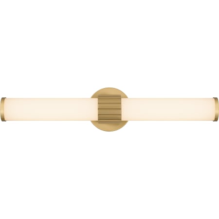 Quoizel Kaye 2 Light 23" Wide LED Bath Bar with Etched Glass Shades Aged Brass