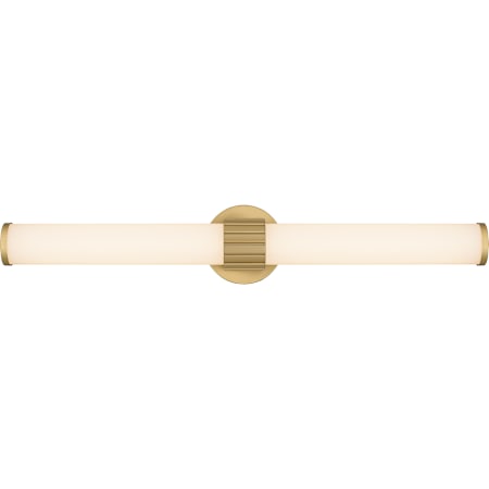 Quoizel Kaye 2 Light 28" Wide LED Bath Bar with Etched Glass Shades Aged Brass