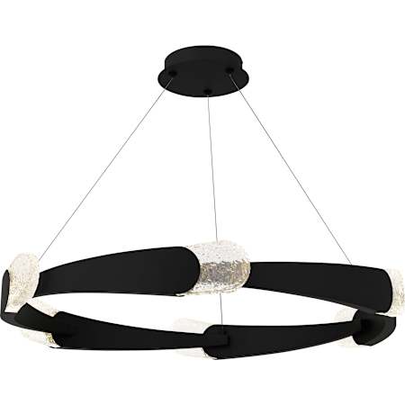 Quoizel Saffron 34" Wide LED Abstract Ring Chandelier Matte Black