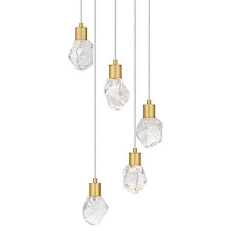 Quoizel Skye 15" Wide LED Crystal Multi Light Pendant Brushed Gold
