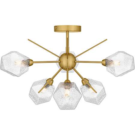 Quoizel Salvador 6 Light 24" Wide Semi-Flush Ceiling Fixture with Faceted Glass Shades Brushed Gold