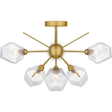 Quoizel Salvador 6 Light 24" Wide Semi-Flush Ceiling Fixture with Faceted Glass Shades Brushed Gold