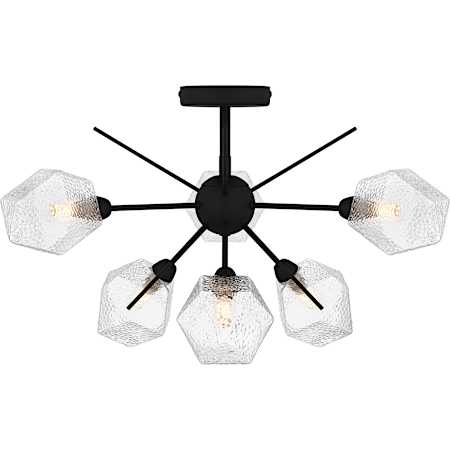 Quoizel Salvador 6 Light 24" Wide Semi-Flush Ceiling Fixture with Faceted Glass Shades Earth Black
